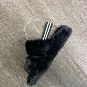 Black Fur Sandals